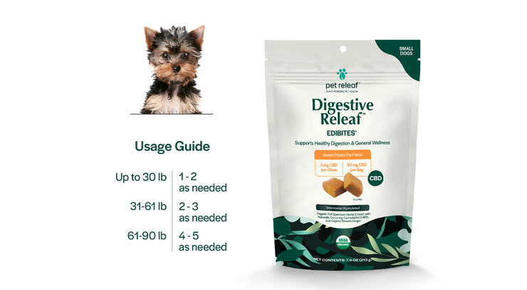 Digestive Releaf Sweet Potato CBD Edibites, USDA Organic Chews, Improves Gut Health, Diarrhea, Upset Stomach
