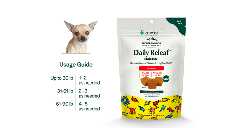 Daily Releaf Pizza CBD Edibites, Limited Edition Keith Haring Chews For Dogs