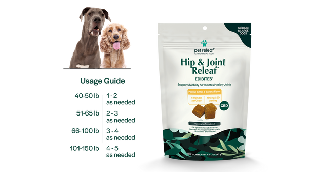 Hip and Joint Releaf Peanut Butter Banana CBD Edibites, Mobility Chews